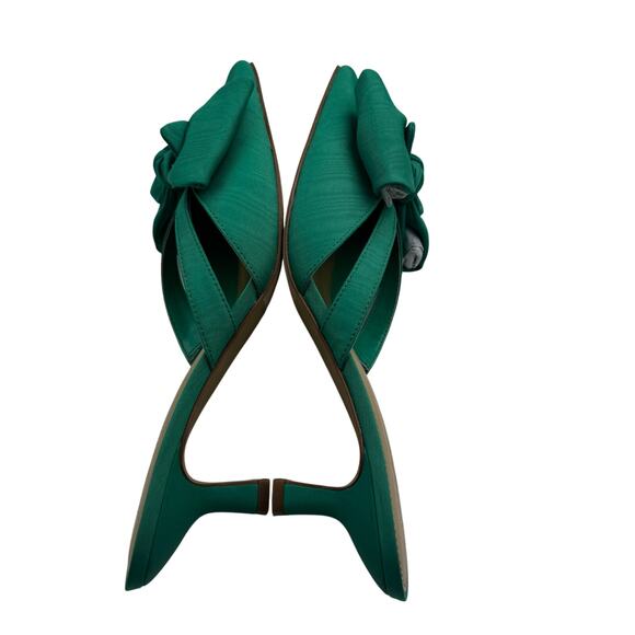 J. Crew Snip Toe Bow Kelly Green Formal Dressy Classy Mules Women's Size 8.5 - Picture 7 of 11